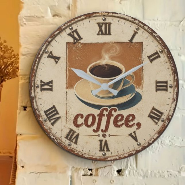 Relógio Grande Vintage Farmhouse Coffee Bar (Criador carregado)