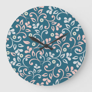 Relógio Grande Vintage Floral Decorativa Padrão Invisível