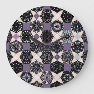 Relógio Grande Vintage Floral Mandala: Colorida sem Seiva