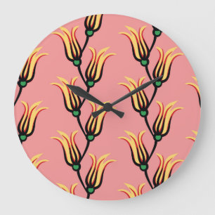 Relógio Grande Vintage Floral Sintage Patterno De Flor Sem Costur