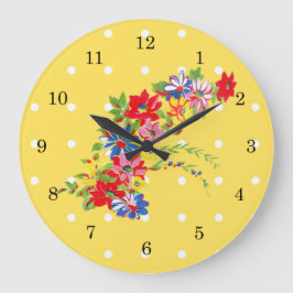 Relógio Grande Vintage Floral Wall Clock
