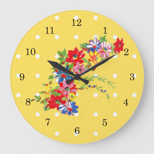 Relógio Grande Vintage Floral Wall Clock (Frente)