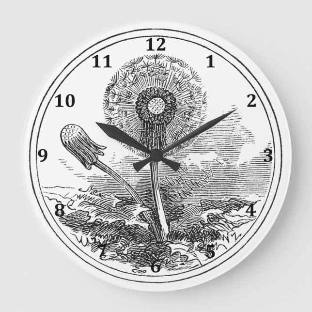 Relógio Grande Vintage Fluffy Dandelion (Frente)