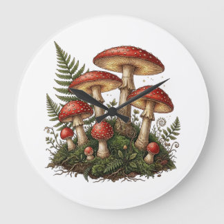 Relógio Grande Vintage Fly Agaric Mushroom Illustration