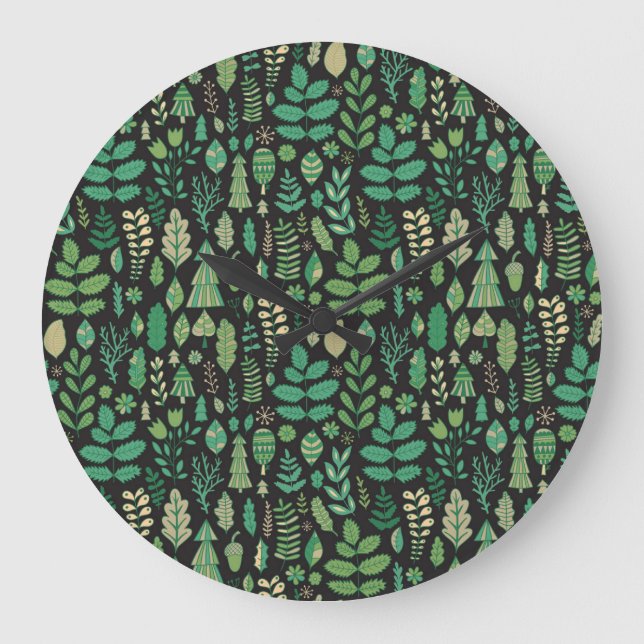 Relógio Grande Vintage Forest Floral Design (Frente)