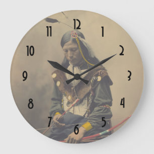 Relógio Grande Vintage Foto Native American Lakota Chefe Indiano