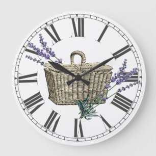 Relógio Grande Vintage French Lavanda Basket Floral