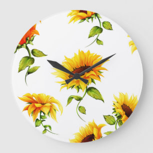 Relógio Grande Vintage Girassol Desenhado À Mão