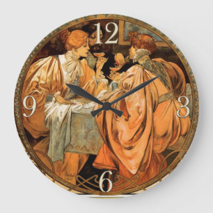 Relógio Grande Vintage Heidsieck & etiqueta Monopole do vinho do