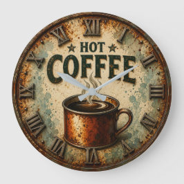 Relógio Grande Vintage Hot Coffee Rustic Farmhouse Kitchen