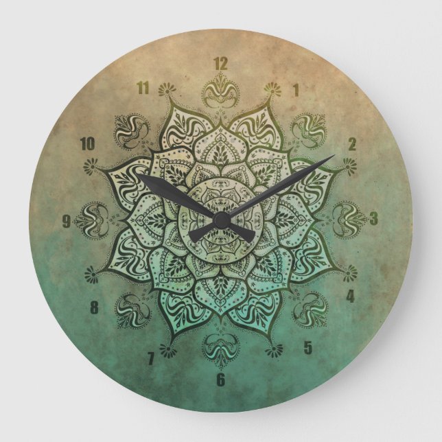 Relógio Grande Vintage Indian Mandala Bohemian Wall Clock (Frente)