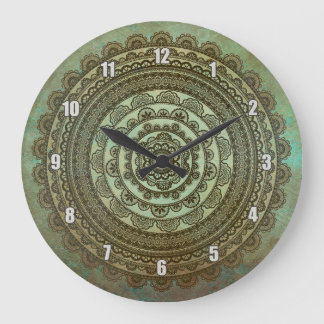 Relógio Grande Vintage Indian Mandala Spiritual Zen Wall lock