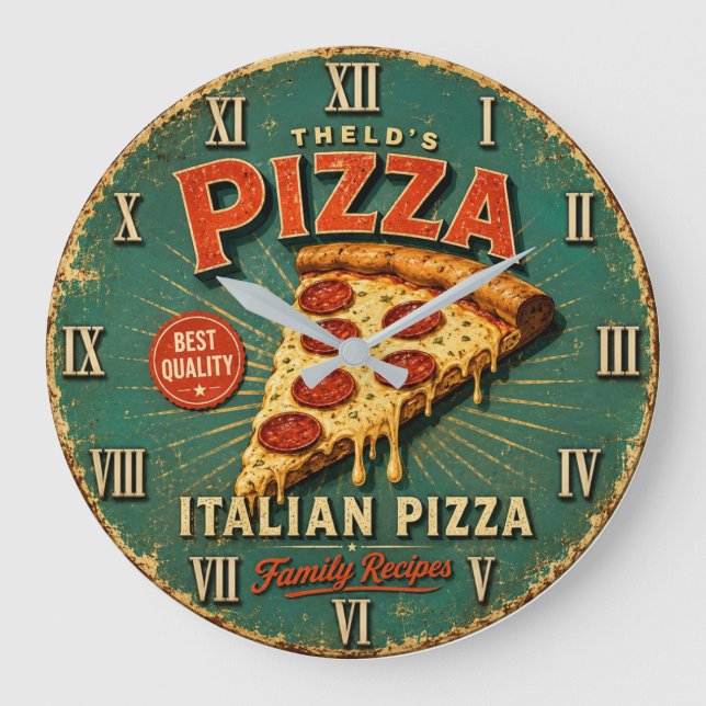 Relógio Grande Vintage Italian Pizza (Frente)