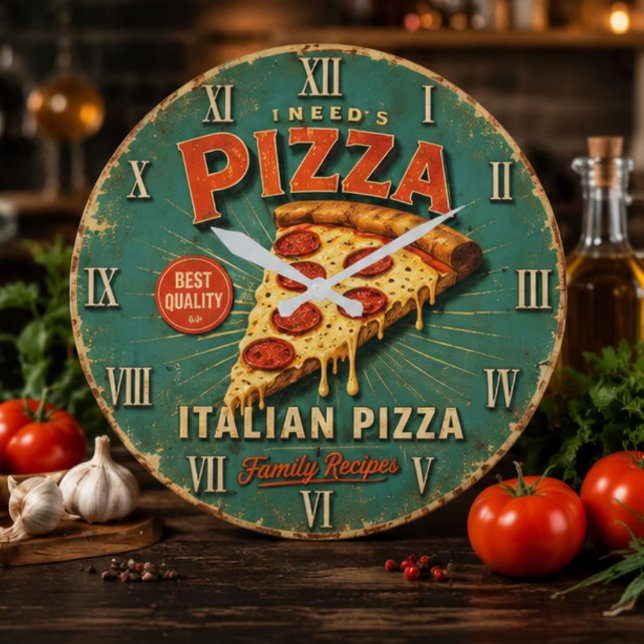 Relógio Grande Vintage Italian Pizza (Criador carregado)