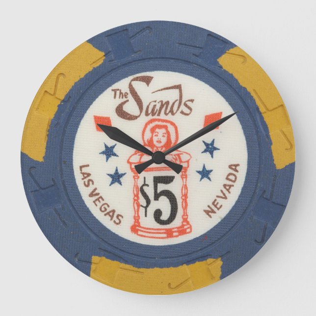 Relógio Grande Vintage Las Vegas Poker Chip Modern Acryllic Clock (Frente)