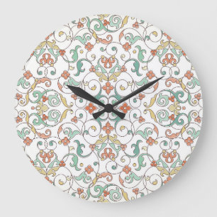 Relógio Grande Vintage Line Art Eastern Ornament