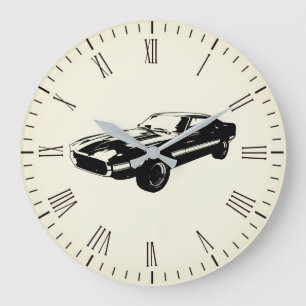 Relógio Grande Vintage Muscle Car Silhout Wall Clock