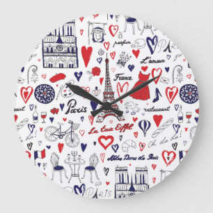 Relógio Grande Vintage Paris: padrão de linha de Viagem