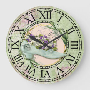 Relógio Grande Vintage paris senhoras calçado foliage wreath