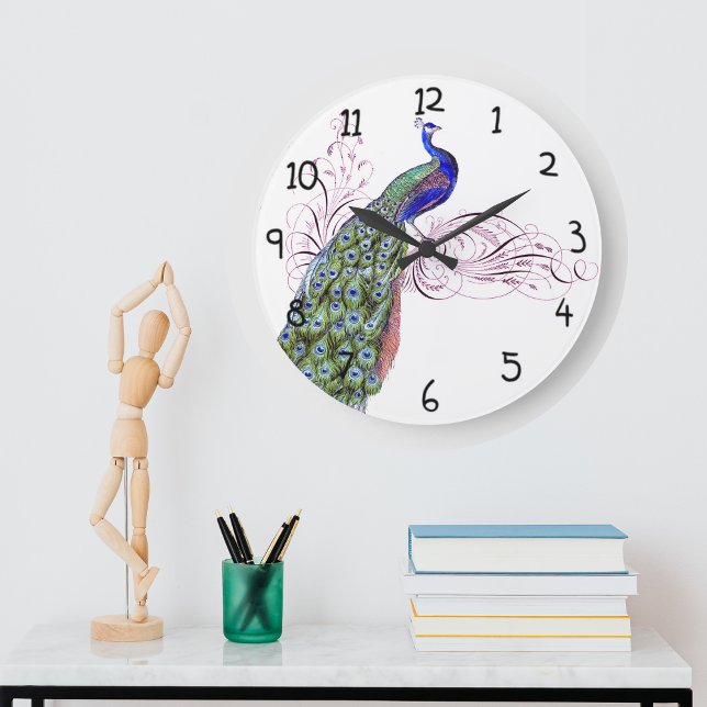 Relógio Grande Vintage Peacock (Vintage Peacock Large Clock)