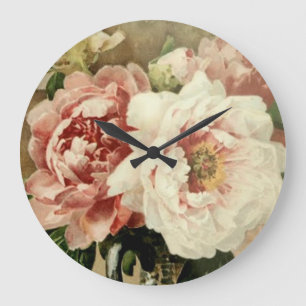 Relógio Grande Vintage Peonies