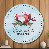 Vintage Pink Sewing Room, personalizada, cor-de-ág