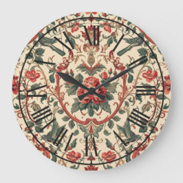 Relógio Grande Vintage Rose & Bird Pattern Romantic Art Nouveau