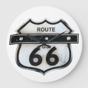 Relógio Grande Vintage Route 66 USA America Highway Sign.