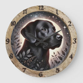 Relógio Grande Vintage Rustic Black Labrador