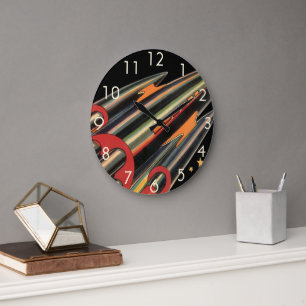 Relógio Grande Vintage Science Ficting Roket Ship by Space Stars