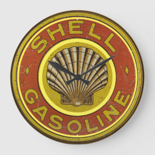 Relógio Grande Vintage Shell Gasoline Sign em um