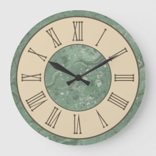 Relógio Grande Vintage Style Green Marble Wall Clock