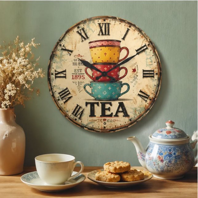 Relógio Grande Vintage Tea Time  (Criador carregado)