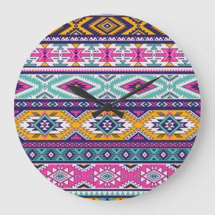 Relógio Grande Vintage tribal Navajo: padrão retrô