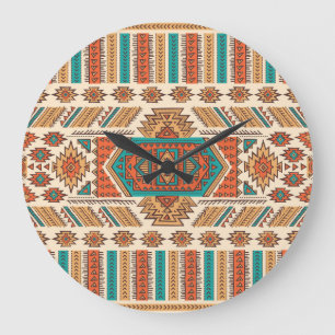 Relógio Grande Vintage tribal: padrão étnico sem carne