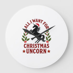 Relógio Grande Vintage Tudo o que Quero no Natal é um Unicórnio E