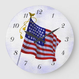 Relógio Grande Vintage US Flag Clock com Números