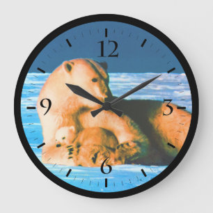 Relógio Grande Vintage USA Alaska mãe urso polar