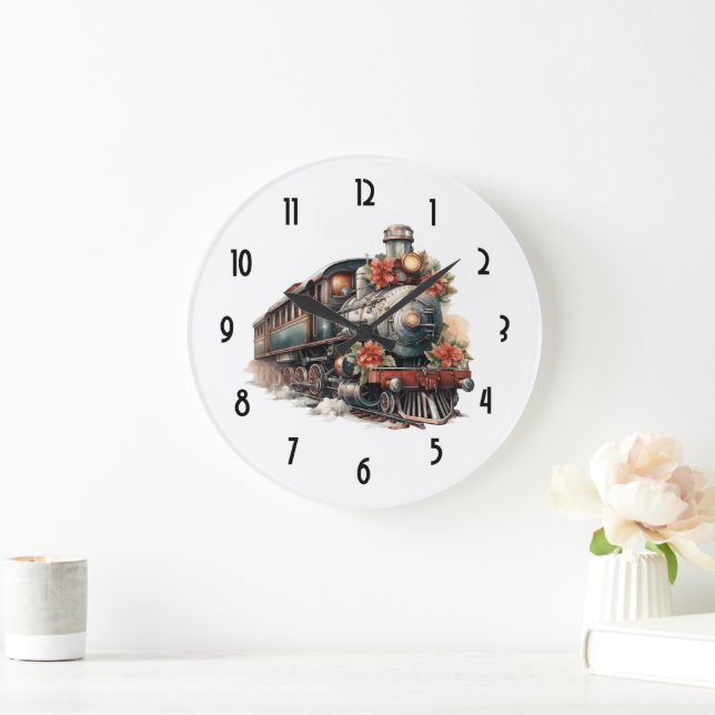 Relógio Grande Vintage Vapor Train Tradicional (Lar)