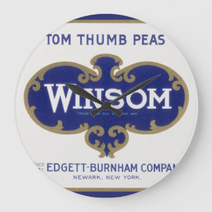 Relógio Grande Vintage Vegetal Pode Rotular Arte, Ervilhas Winsom