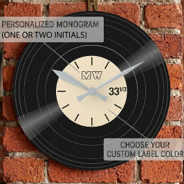 Relógio Grande Vintage Vinyl Record Album 33 1/3 RPM Custom Clock
