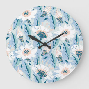 Relógio Grande Vintagem Floral Pintada À Mão Negra