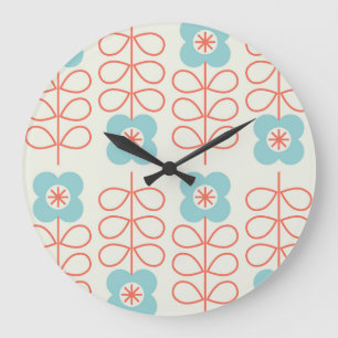 Relógio Grande Vintagem Geométrica Floral do Estilo Nórdico.