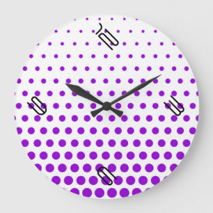 Relógio Grande Violet Polka Dot Modern White