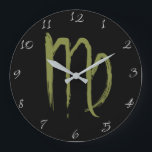Relógio Grande VIRGO Signo do Zodíaco Aniversário de Julho Agosto<br><div class="desc">Personalize com qualquer texto.</div>