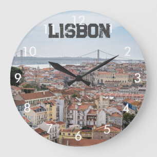 Relógio Grande Vista da antiga cidade de Lisboa e 25 da ponte de