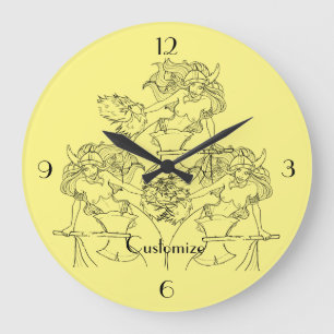 Relógio Grande Vivendo a Mermaid Warrior Thunder_Cove 