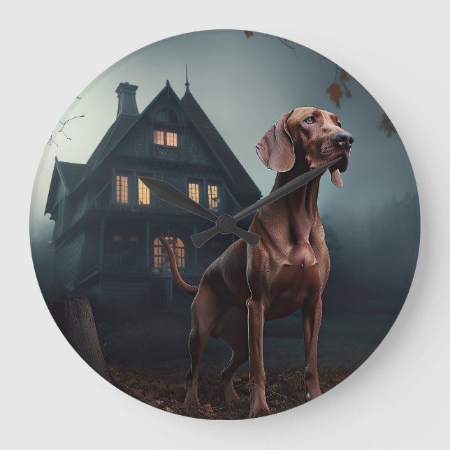 Relógio Grande Vizsla de Halloween Assustador (Frente)