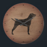 Relógio Grande Vizsla Silhouette Rustic<br><div class="desc">Relógio de Parede de Vizsla Lover. A design de madeira é impressa,  não madeira real.</div>