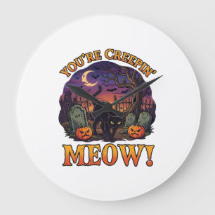 Relógio Grande Você Está Me Fazendo Tremer Gato Preto De Hallowee